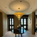 Ljojo American Circular Villa Metal LED Pendant Light Luxury Vintage Chandelier