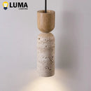 Ljojo Yellow Travertine Pendant Light - Elegant Cave Stone Hanging Lighting for Home Decor