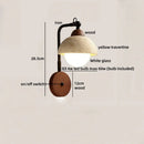 Ljojo LED Wall Lights Bedroom Yellow Travertine White Glass Wabi Sabi Wood Bedside Lamp