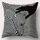 Ljojo 4pcs Striped Black Cat Sofa Cushion Covers 17.7x17.7 Inch Single-Sided Print
