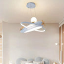 Ljojo Modern Airplane Pendant Lamp for Kids Boy Bedroom Blue Cream Chandelier