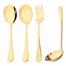 Ljojo Mirror Gold Stainless Steel Flatware Set - 4Pcs Dinnerware Cutlery Kit