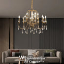 Copper Crystal Chandelier Retro Luxury Style Gold Candle Lamp Pendant Light for Living Room by Ljojo