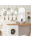 Ljojo™ Boho Leaf Wooden Bathroom Sign Set