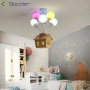 Ljojo Wooden House Balloon LED Ceiling Lights Chandelier for Living Room Decoration