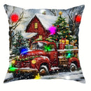Ljojo LED Light Luminous Pillowcase with Festive Truck Christmas Tree Design