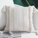 Ivory Tassel Cushion Cover - Moroccan Style Tuft - Ljojo Brand