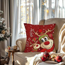 Fawn Christmas Tree Red Pillow Cover 45x45cm Ljojo Branded Home Decoration