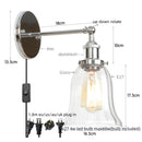 Ljojo Loft Rustic Clear Glass LED Wall Light - Industrial Style Iron Wall Lamp