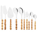 Ljojo 10pcs Bamboo Handle Cutlery Set Stainless Steel Kitchen Tableware
