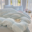Ljojo Milk Fleece Bed 4-Piece Set, Coral Fleece Mattress, Double Quilt Cover, Bed Sheet