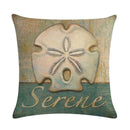 Ljojo Marine Life Linen Pillowcase: Fashion Conch Starfish Shell Sofa Decor Cover