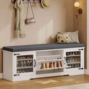 Ljojo™ Rustic Storage Bench with Lift Top Drawers, Cushioned Seat, Shoe Rack