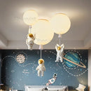 Ljojo Modern LED Astronaut Balloon Chandelier for Children's Nursery Room Decor