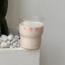 Ljojo 12oz Cute Ins Style Glass Coffee Cup with Red Pink Knot Print