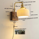 Ljojo LED Wall Sconce Pull Chain Switch Copper Ceramic Nordic Stair Light Fixtures