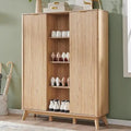 Ljojo™ Fluted Shoe Cabinet with 2 Flip Drawers, 48" Tall Narrow Organizer