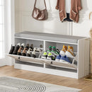 Ljojo™ Shoe Storage Bench with Padded Seat & Two Flip Drawers