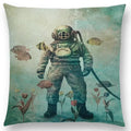 Cute Ghost Sailboat Whale Diver Cushion Cover by Ljojo