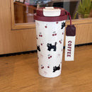 Cute Cherry Cat Water Bottle Tumbler with Straw - Ljojo Brand