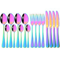 Ljojo 16-Piece Mirror Black Stainless Steel Cutlery Set for Kitchen Tableware