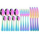 Ljojo 16-Piece Mirror Black Stainless Steel Cutlery Set for Kitchen Tableware