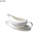 Ljojo 160ml Ceramic Gravy Boat Set in Pure White for Steak Sauce and Specialty Dishes
