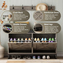 Ljojo™ Entryway Shoe Cabinet with Flip Drawers, Coat Rack & Storage Bench