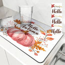 Drying Mat for Fall Vibes: Autumn Truck & Pumpkin Non-Slip Absorbent Mat by Ljojo