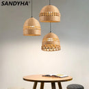 Bamboo Chandelier Chinese Retro Lantern LED Lighting Fixture for Restaurant Art Decor by Ljojo