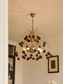 French Retro Cherry Glass Chandelier Vintage Living Room Pendant Light by Ljojo.