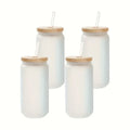 Ljojo 16oz Frosted Straw Water Bottle Bamboo Lid Iced Coffee Cup Reusable Drinkware
