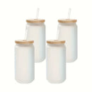 Ljojo 16oz Frosted Straw Water Bottle Bamboo Lid Iced Coffee Cup Reusable Drinkware