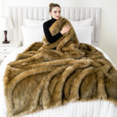 Ljojo Luxury Faux Fur Throw Blanket King Size Plaid Throws Soft & Fluffy