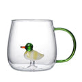 Ljojo 3D Animal Glass Mug Cup for Girls Kids Lovers Wedding Gift