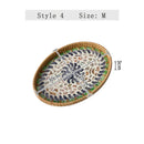 Ljojo Light Luxury Shell Inlaid Rattan Storage Basket Tray