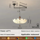 Ljojo Lotus Fabric Pendant Light for Bedroom Living Room Solid Wood Restaurant