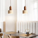 LED E27 Stone Pendant Lamp Wood Hanging Light for Bedroom - Ljojo