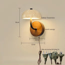 Ljojo LED Wall Sconce Yellow Travertine Pull Chain Switch, Mid Century Modern Style