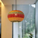 Ljojo Japanese Handmade Rattan Chandelier: Retro Pendant Light LED Suspension Lamp Home Decor