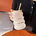Ljojo 520ml Glass Tumbler with Silicone Lid and Straw for Beverages