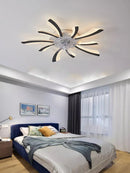 Ljojo 110-240v LED Ceiling Fan Light: Black/White, Intelligent, Creative, for Living Room