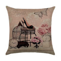 Ljojo Linen Butterfly Flower Sofa Cushion Cover 45*45 - Home Decor Printed Pillow Case
