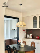 French Cream-Style Fabric E27 Pendant Light Chandelier for Bedroom & Living Room by Ljojo