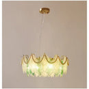 SANDYHA Stained Glass Chandelier LED Pendant Light Stylish Elegant Lighting for Living Room Bedroom by Ljojo