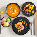 Ljojo 24/48-Piece Stoneware Dinner Set - Elegant Black Ceramic Plate Collection