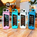 Ljojo 350ML Double Layer Square Plastic Water Bottle With Straw