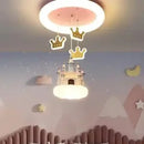 Pink Princess Castle Crown Girls' Room Pendant Light by Ljojo