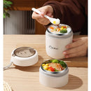 Ljojo Double-Layer Stainless Steel Thermal Lunch Box with Spoon and Bag