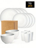 Ljojo 24-Piece Reusable Plastic Tableware Set for Family Picnics and School